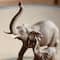 11" Brown Eclectic Polystone Elephants Sculpture